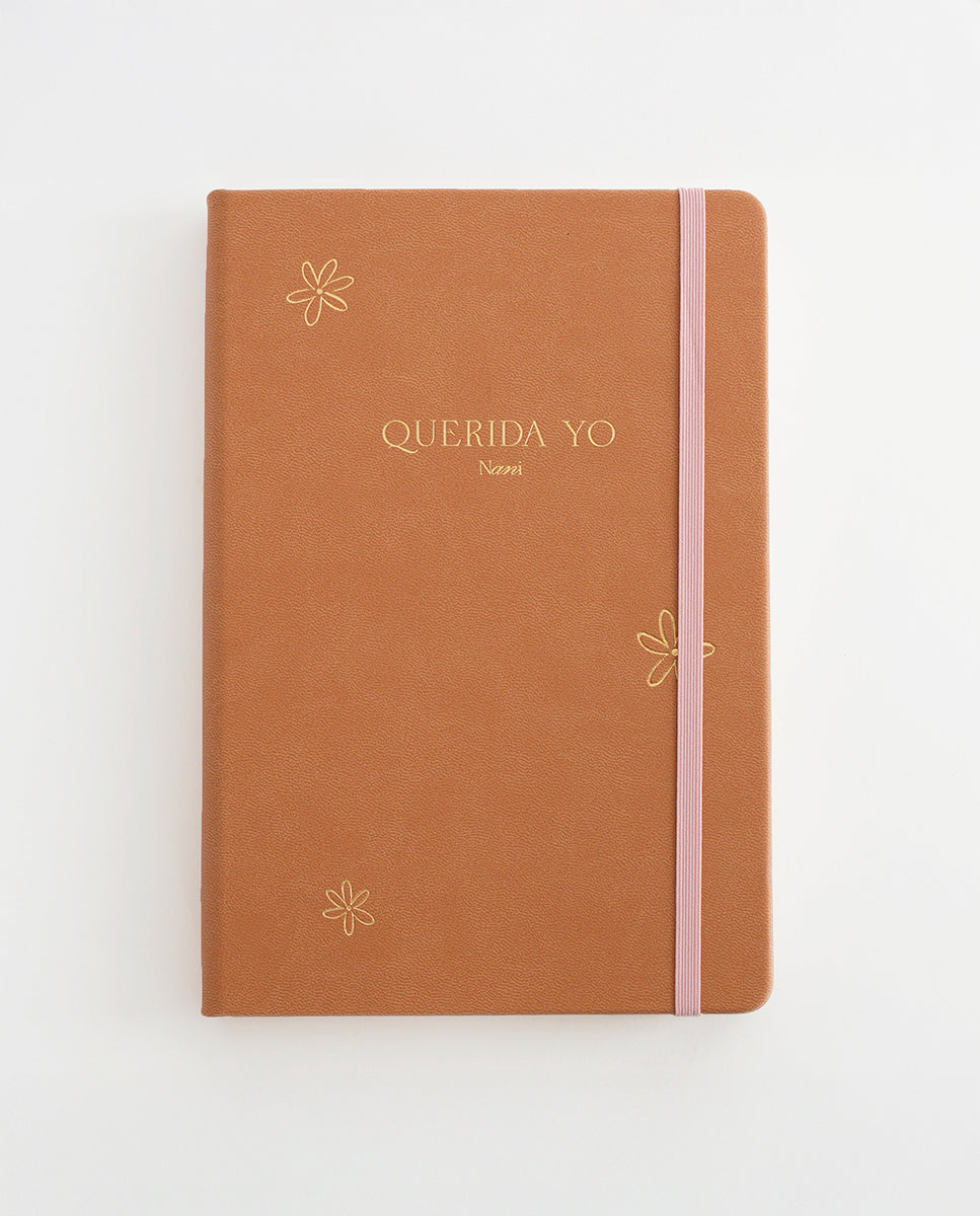Journal Querida Yo marrón con portada de PU y detalles dorados